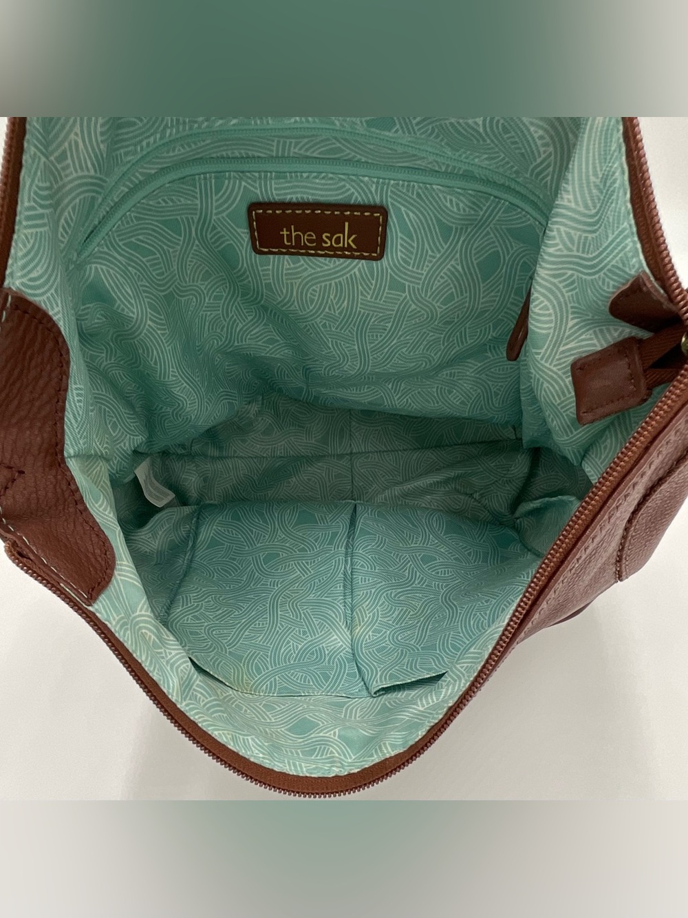 The Sak Rich Brown Pebbled Leather Hobo Bag with Top Stitching Detail - Picture 13 of 14